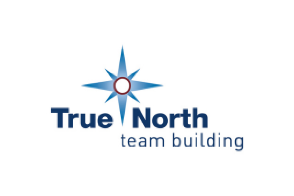 The image shows a logo with a blue compass graphic and the text