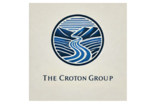 This image shows a logo featuring a river and hills within a circular design, with the text