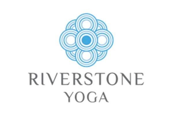 A blue floral-like emblem above the words